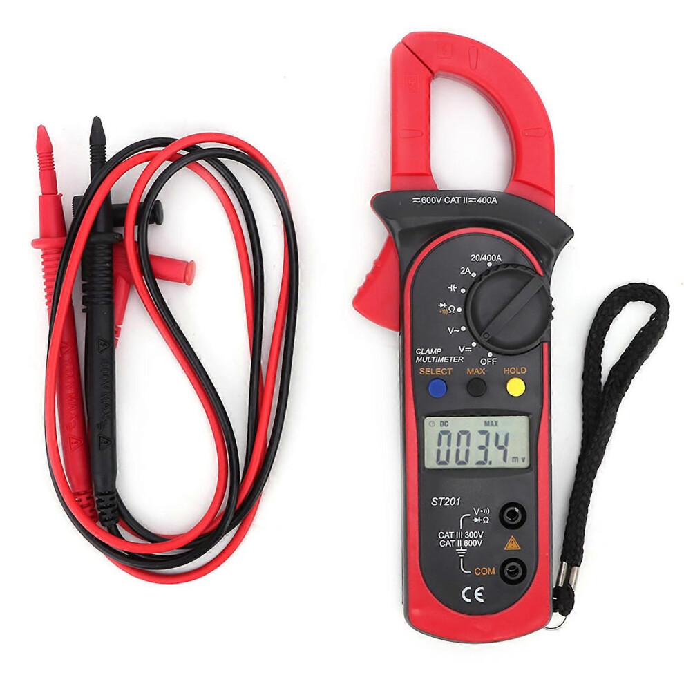 (As Show, One Size) St201 Automatic Digital Clamp Meter Current Multimeter Dc/Ac Voltage Diode Tester(Red) 6909775993200