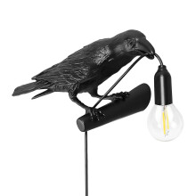(As show, One size) Bird Lamp Resin Crow Led Light Bedroom Wall Sconce Lamp Table Living Room Art Decoration(black#3)