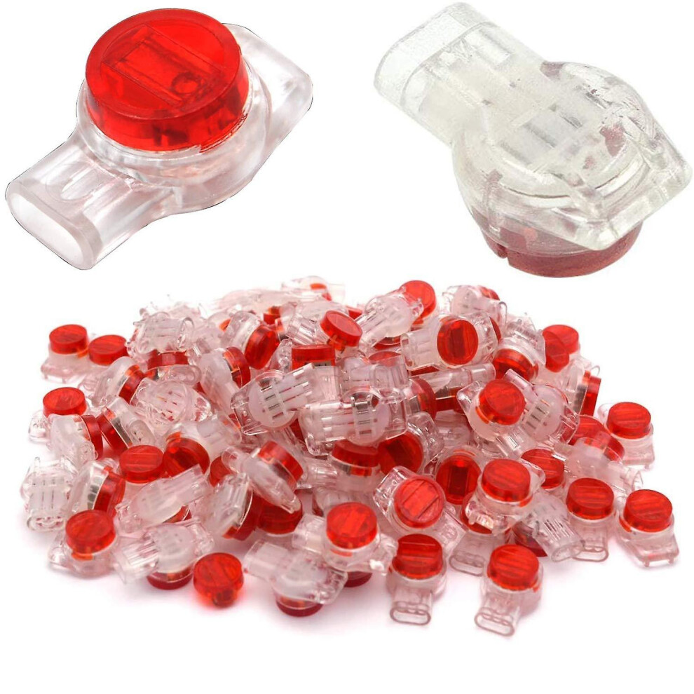 (As Show, One Size) Lock Ur Connector Telephone Line Connection 3 Port / 3 Core Grouping Connector 100 Piecesï¼Redï¼ Red 6909775793749