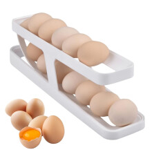 (As show, One size) Refrigerator Egg Holder, 2 Tier Automatic Rolling Egg Dispenser Egg Tray