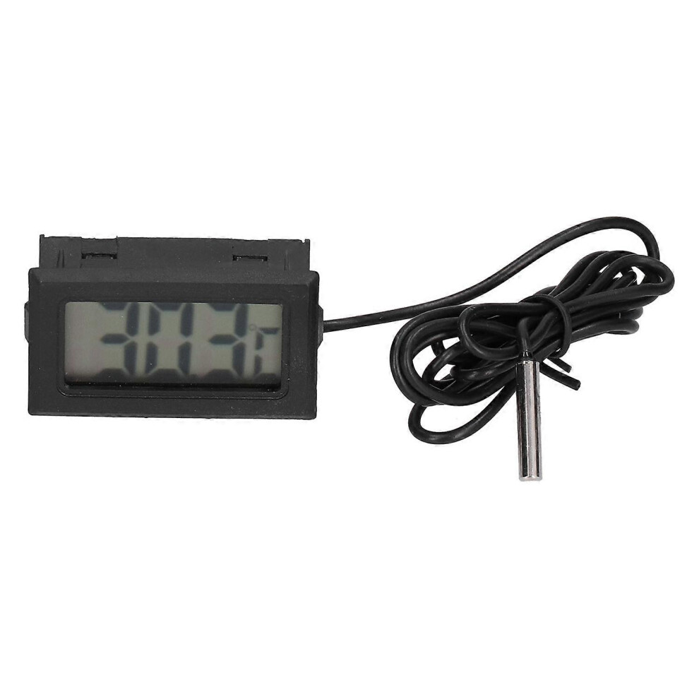 (As show, One size) Digital Electronic Temperature Gauge Black ABS LCD Thermometer with External Probe