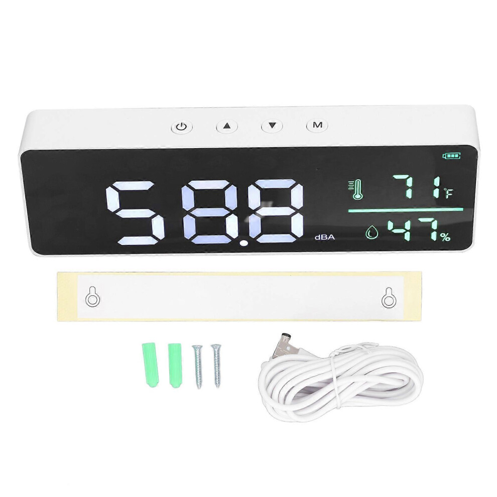 (As Show, One Size) 3 In 1 Decibel Meter 30 To 130Dba Led Wall Mounted Sound Level Reader Humidity And Temperature Meter 6909775997949