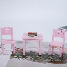 (Blue, One size) Blue:3 Pcs The Dollhouse Kids Table Chair Simulation Furniture Mini Chair Toy Children Desk Chair Set Furniture Model Chair Model Toy_Gift Of G