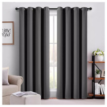 (DARK GREY, 66 x 72) Thermal Insulated Curtains Ring Top