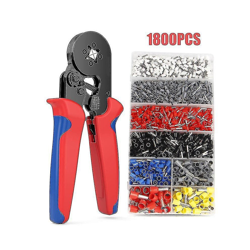 (As Show, One Size) Hcs8 6-4/6-6 European Tubular Terminal Crimping Pliers Crimping Pliers Cold Pressing Tool 6-4+1800Pc 6909775795163