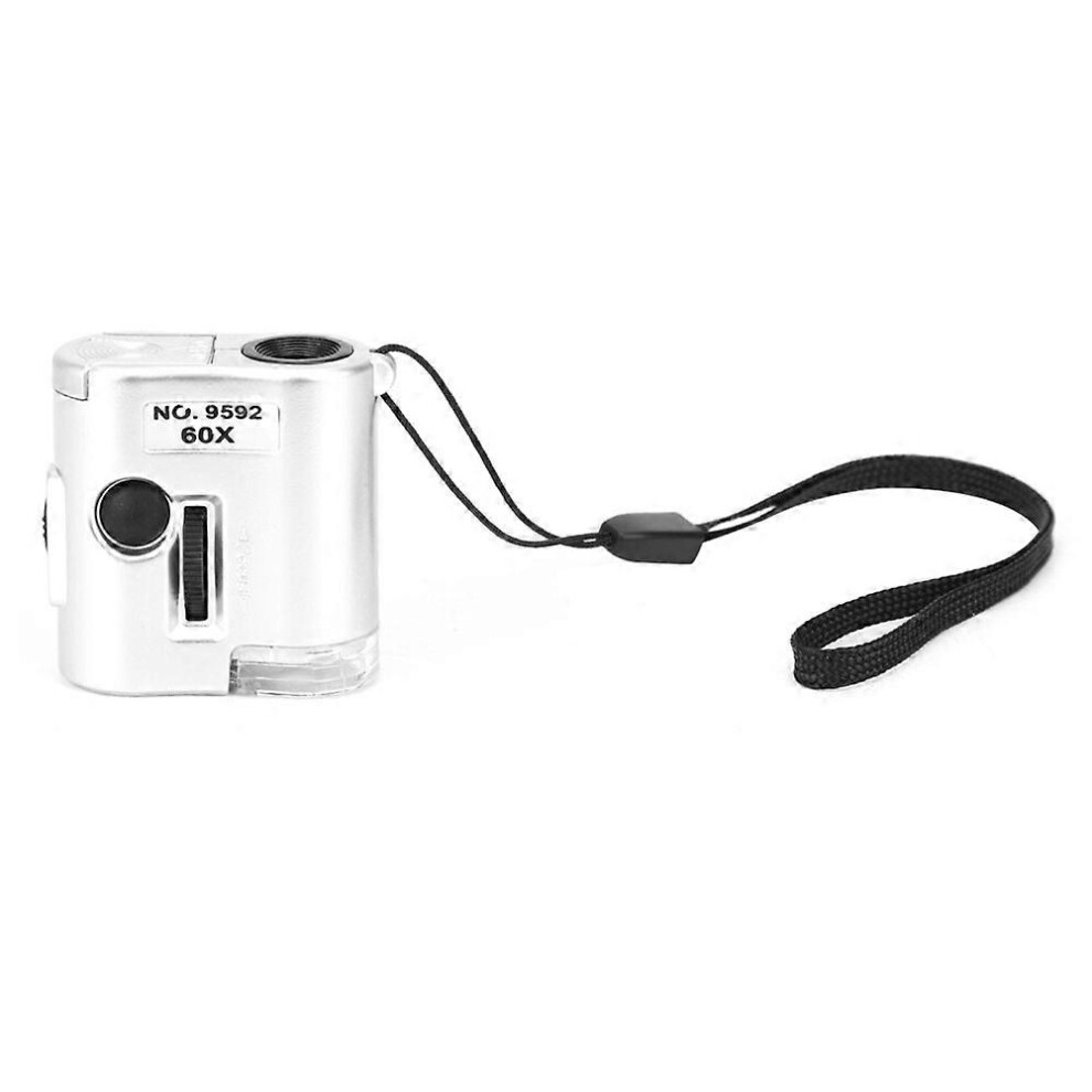 Light (As Show, One Size) 60X Mini Microscope Pocket Loupe Magnifying Glass Led Counterfeit Detector Magnifier