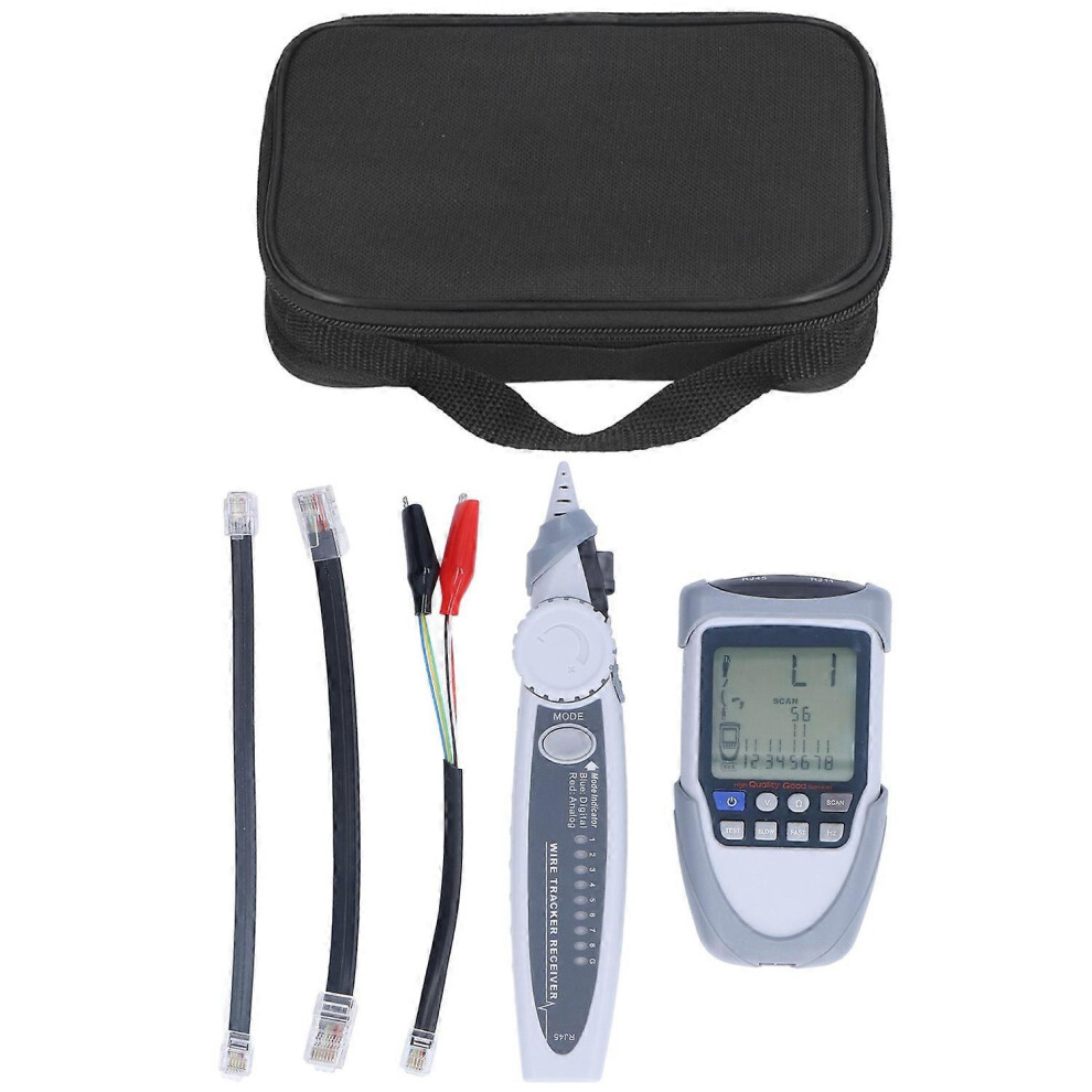 (As Show, One Size) Network Cable Tester Lcd Digital Analog Multifunction Poe Wire Tracker Line Finder With Bag 6909775643624