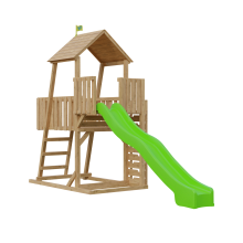Kingswood wooden climbing frame with Glider & rapide seats, basketball hoop & Ripple Slide