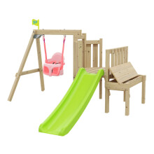 TP Forest Toddler Wooden Pink Quadpod Swing Set & Slide - FSC certified