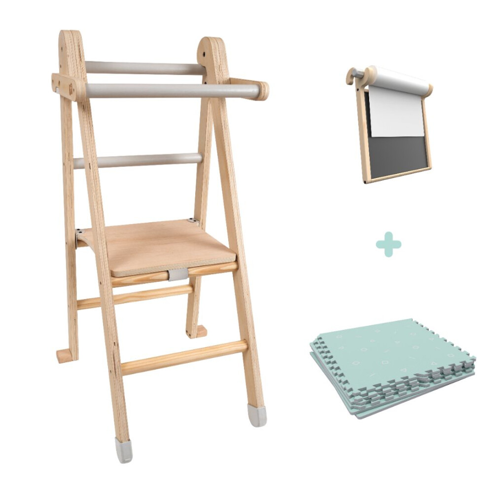 Tp Active-Tots Pikler Style Wooden Folding Helper Tower With Play Easel & Play Mats - Fsc Certified Tp Toys