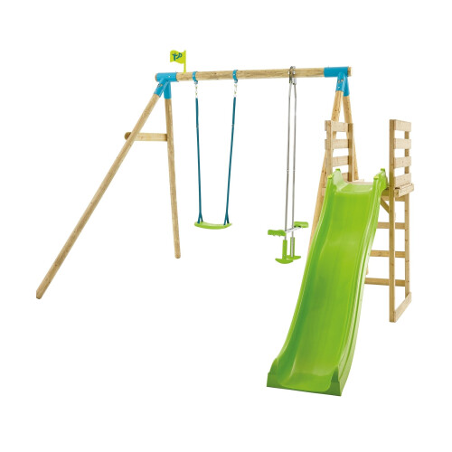TP Kite Wooden Double Swing Set with 8ft Slide 1