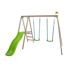 TP Forest Multiplay Double Wooden Swing Set & Slide - FSC certified