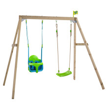 TP Forest Wooden Double Swing with Quadpod and Roped Rapide Seats - FSC certified