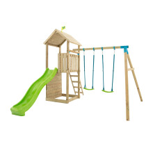 TP Skywood Wooden Tower Climbing Frame with Ripple Slide & Double Swing Arm - FSC certified