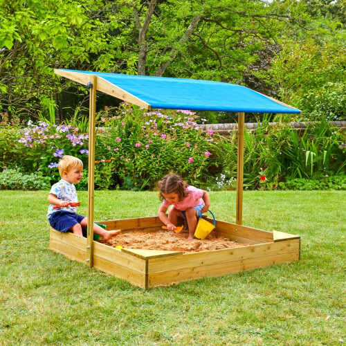 TP Wooden Sandpit with Sun Canopy 2