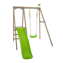 TP Forest Multiplay Single Wooden Swing Set with Roped Rapide Seat & Slide - FSC certified