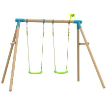TP Sherwood Wooden Double Swing Set with 2 Roped Rapide Seats