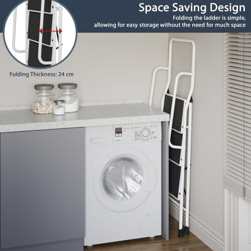 3 Step Folding Ladder with Handrail - Portable DIY 2