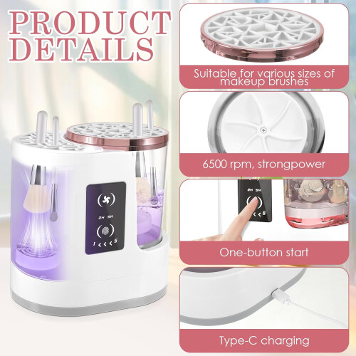 Electric Makeup Brush Cleaner Machine,USB Multifunction Automatic Makeup Brush Cleaner and Dryer 2