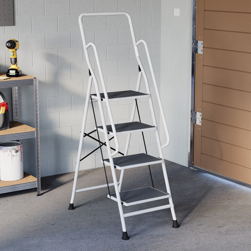 4 Step Folding Ladder with Handrail - Portable DIY