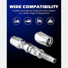 2pcs Hydraulic Hose Repair Kit, Reusable, 2-Wire Reusable Hydraulic Repair Fitting 1/4Inch