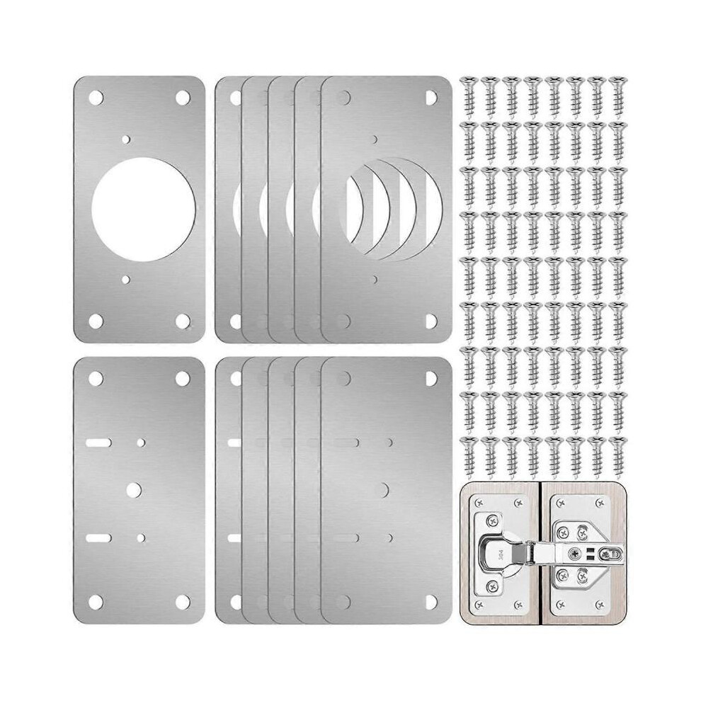 12-Pack Hinge Repair Kit - Cabinet Door Hinge Repair Plate Hinge Fixing Plate For Kitchen Cupboard 5004229048367