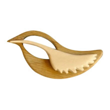 (bird) Kids Brooch Pin with Wooden Animal Pattern Scarf Buckle Pins Shawl Stick Sweater Clips DIY Cartoon Craft Clasp Accessory