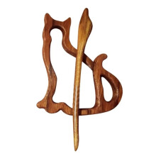 (cat) Kids Brooch Pin with Wooden Animal Pattern Scarf Buckle Pins Shawl Stick Sweater Clips DIY Cartoon Craft Clasp Accessory