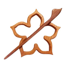 (flower) Kids Brooch Pin with Wooden Animal Pattern Scarf Buckle Pins Shawl Stick Sweater Clips DIY Cartoon Craft Clasp Accessory