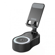 (Black) SonicDrop Dock Magic Speaker & Charging Stand, SonicDrop Dock Rotating LED Phone Stand for Desk Car Office