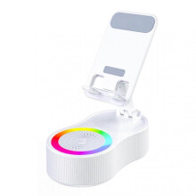 (White) SonicDrop Dock Magic Speaker & Charging Stand, SonicDrop Dock Rotating LED Phone Stand for Desk Car Office
