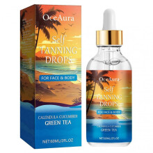 (1pc) Self Tanning Drops for Face & Body - Natural Bronzing Serum with Green Tea & Calendula Cucumber for Sun-Kissed Glow Dark Tan