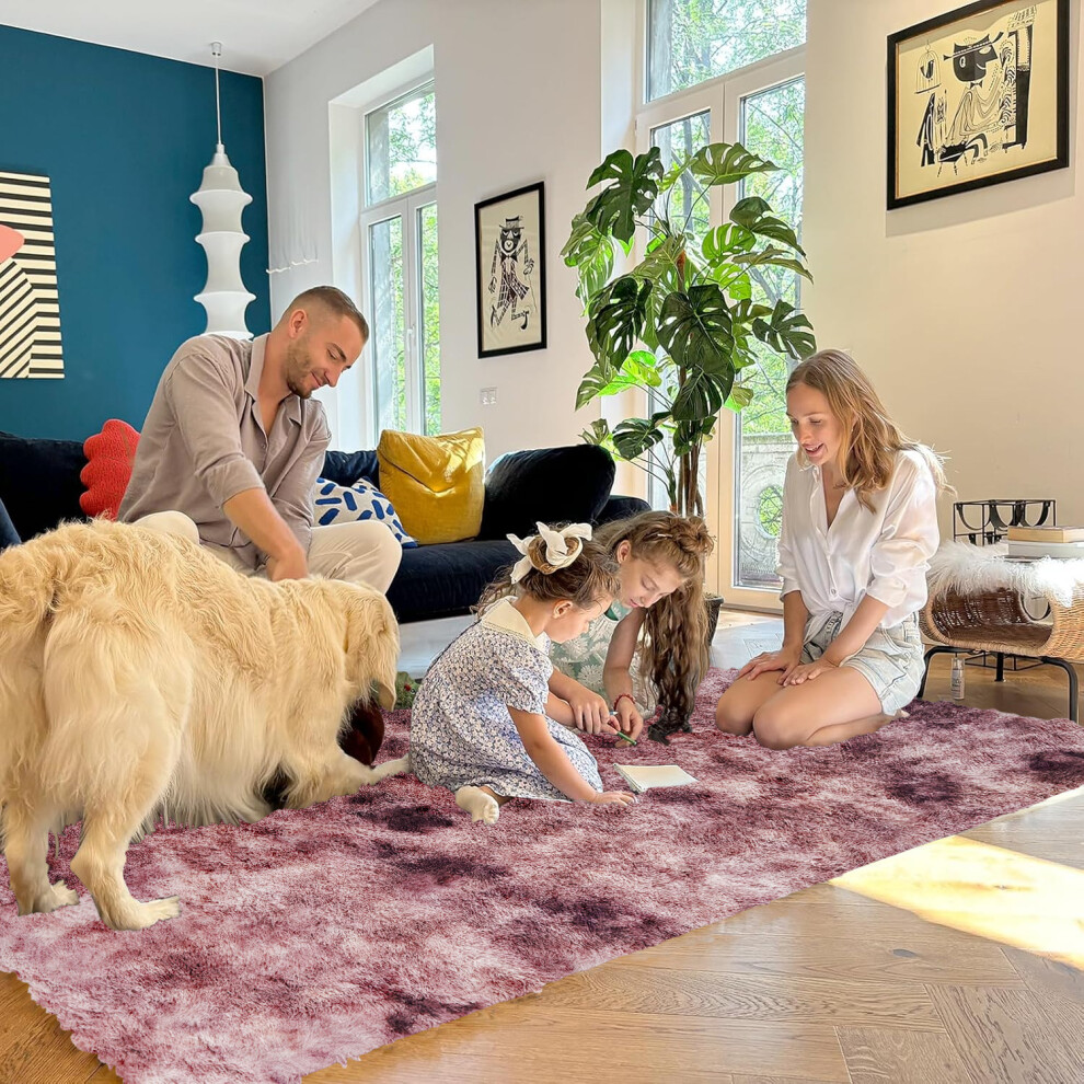 Imperial Rooms (60 Cm X 220 Cm- Runner Rug Non Slip, Tie Dye Purple) Shaggy Large Rugs Non Slip Bedroom Living Room Carpet Hallway Runner Rug
