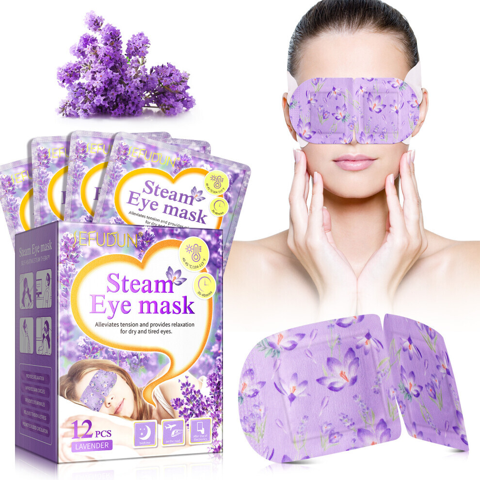 Lavender (1 Box(12Pcs)) Sefudun Steam Eye Mask To Relieve Eye Fatigue Shading Eye Heat Eye Patch Sleep Disposable Eye Masks