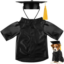 (L, Black) Dog Graduation Cap,Graduation Cap and Gown Costume for Dogs & Cats - 3 Sizes S/M/L, Perfect for Pet Graduation, Halloween & Holiday Photo