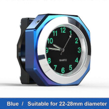 (blue) Universal Handlebar Mount Watch 18-22mm Motorcycle Clock with Wrench Motorbike Quartz Clock Aluminum Luminous Clock Bicycle Accessories