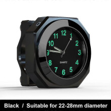 (black) Universal Handlebar Mount Watch 18-22mm Motorcycle Clock with Wrench Motorbike Quartz Clock Aluminum Luminous Clock Bicycle Accessories