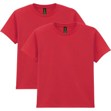 (L, Red) Gildan Youth Adult Heavy Cotton T-Shirt, 2-Pack