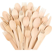 Wooden Cutlery Set 60pcs - Eco Friendly, Biodegradable & Plastic Free - Disposable Cutlery Set from Birch 20x Each Forks, Spoons, Knife