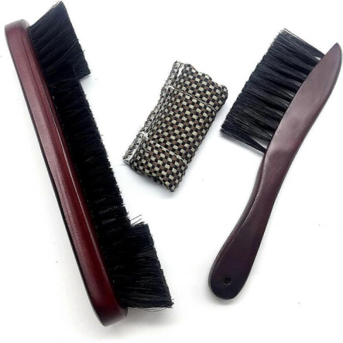 Pool Table and Rail Brush Set with Cloth Cue Shaft Slider