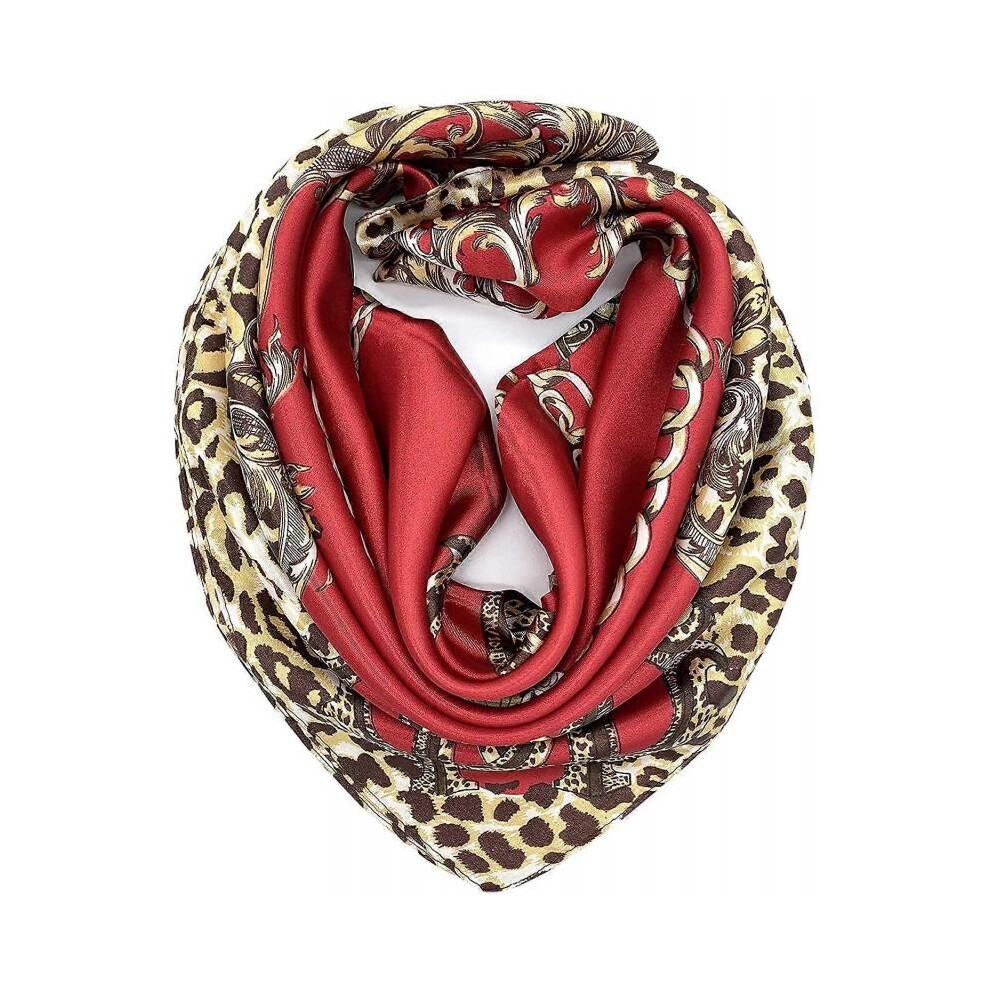 Foulard en polyester pour femme, motif de mode, grand bandana carré en satin, 35''x35''.