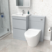 Nes Home 500mm Matte Grey 2 Drawers Vanity, WC Unit & BTW White Round Toilet