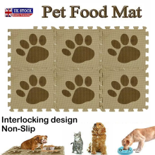 Pet Food Bowl Mat Brown Easy Clean Non Slip Placemat for Cat Puppy