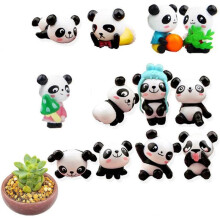 12 Pieces Packs Cute Pandas, Mini Panda Cake Decoration, Mini Miniature Animal Random Style