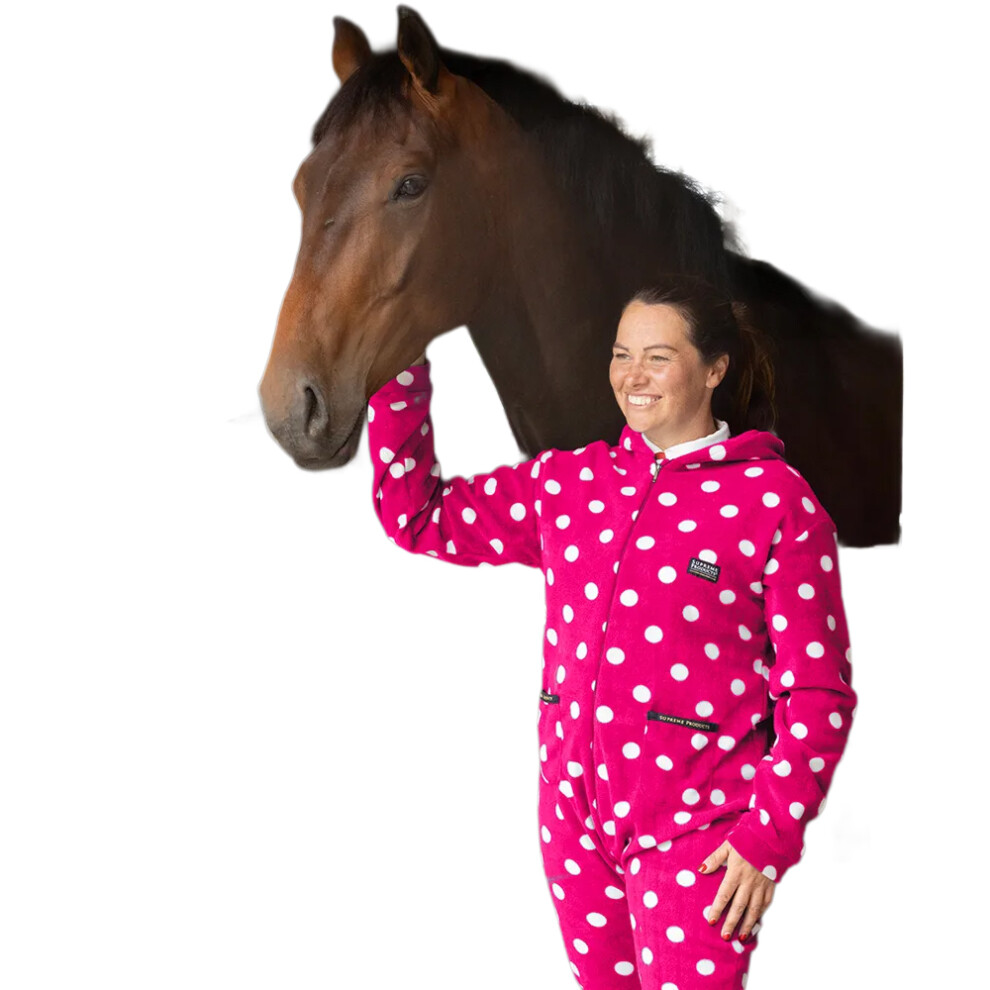 (M, Paradise Pink) Supreme Products Womens/Ladies Polka Dot Fleece Jumpsuit-image-OPC-PG5ZWY7-NEW