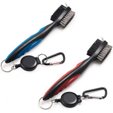 2 Pack Golf Club Brush Slot Cleaner with Retractable Zipper and Aluminum Carabiner Cleaning Tool