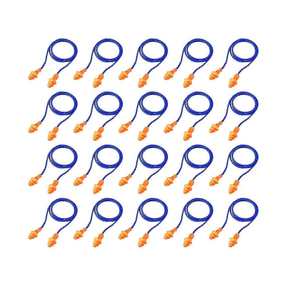 20 Pairs Cord Earplugs Reusable Silicone Ear Plugs With Rope Noise Canceling Earplug For Sleeping Hearing Protection, Blue 9114577126245