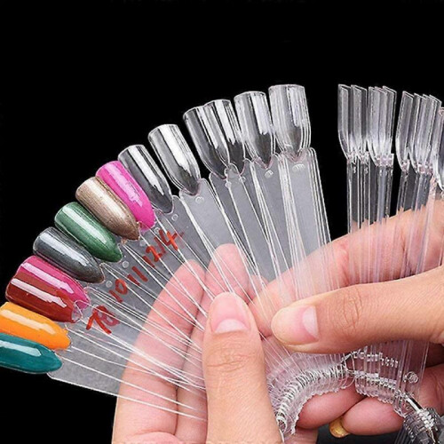 Nail Art Tips Colour Pop Sticks Display Fan Practice starter ring Clear 1