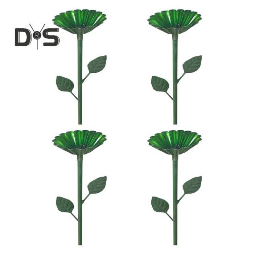(green) 2/4Pcs Metal Bird Baths for Outdoor Garden Stand Bird Bath Hummingbird Feeder with Metal Stake for Yard Patio Lawn Decor