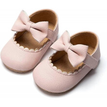 Infant Baby Girls Mary Jane Flats Non Slip Soft Sole Princess Wedding Dress Shoes 0-6 months 11cm